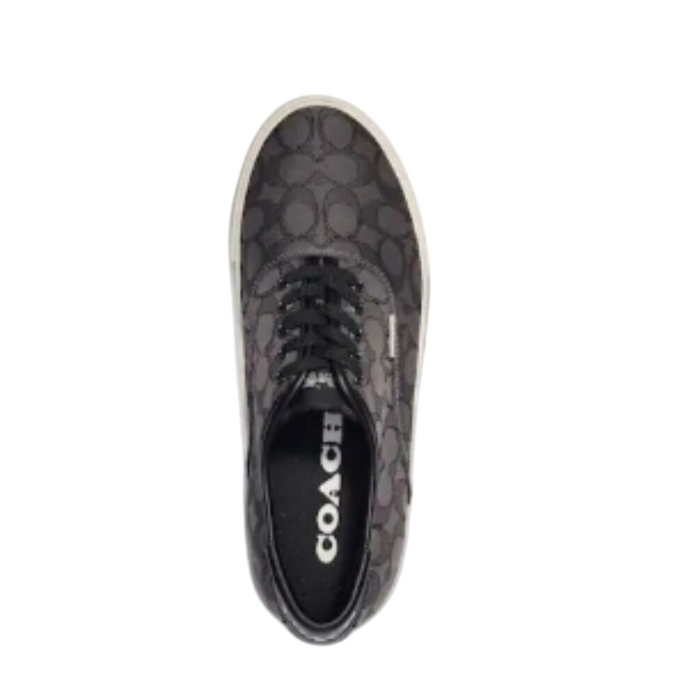 COACH MEN'S SIZE 9 SNEAKERS BLACK SIGNATURE JACQUARD "SKATE" (WOMEN'S 10.5) - Picture 3 of 5